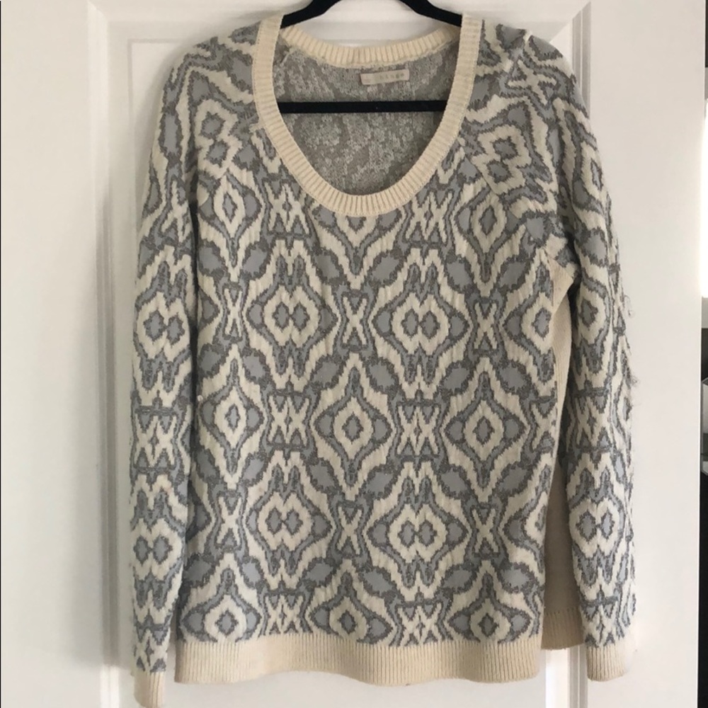 Blue and white pattern, with some sparkle sweater